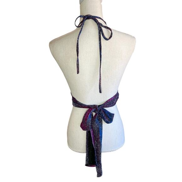 CIDER Glitter O-Ring Backless Halter Crop Top New with tag race festival purple - Picture 5 of 8